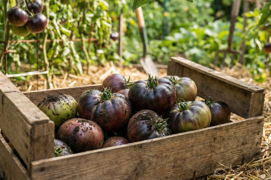 Brandywine Black tomatfrön – sällsynt mörkröd heirloom-bifftomat från 1920-talet | TummelstaChili