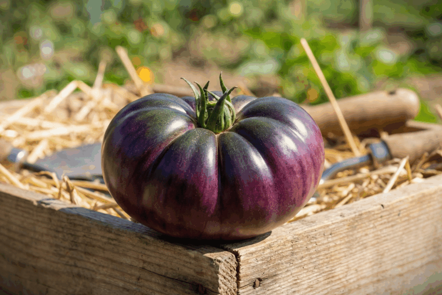 Purple Calabash arvstomat – aztekisk sort med djupa åsar och burgundyfärg | TummelstaChili